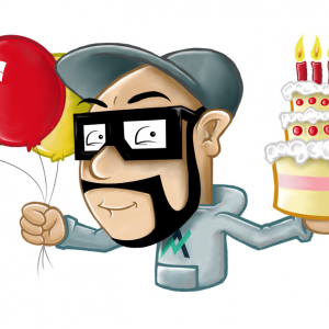 Illustration - Geburtstagstorte und Luftballons