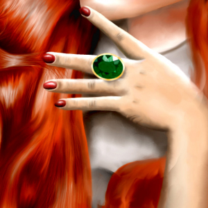 Illustration - Rothaarige Frau mit Smaragdring