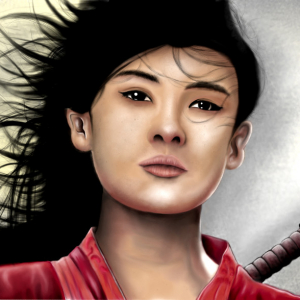 Illustration - Portrait - Samurai- Kriegerin mit Schwert
